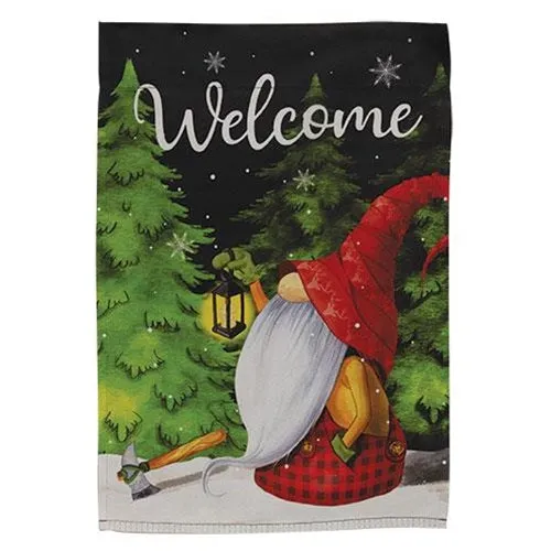 💙 Welcome Lumberjack Gnome Garden Flag