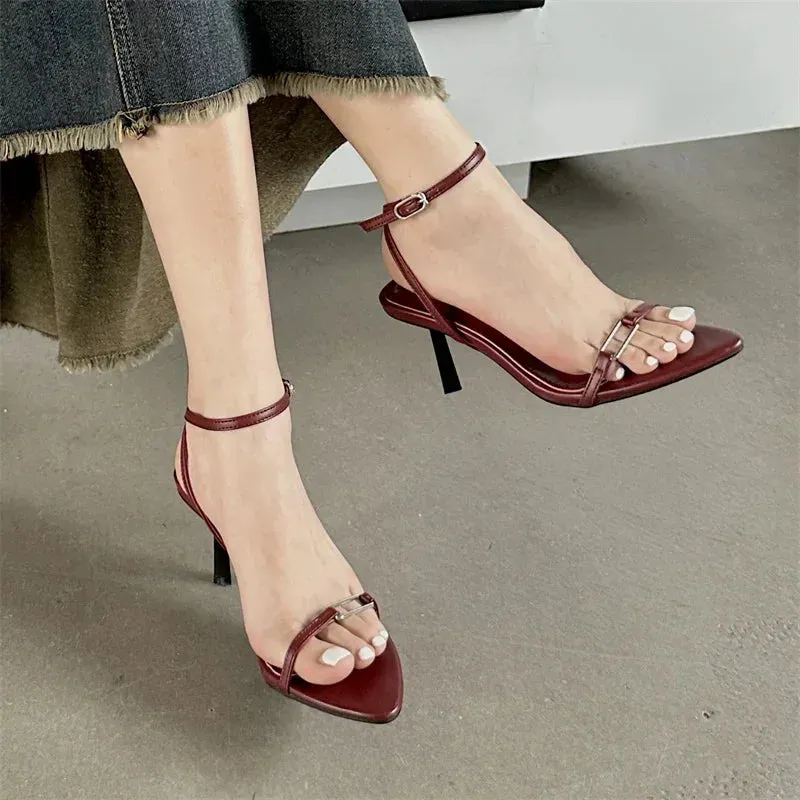 Ankle Strap Sandals Pointed Toe Stiletto Heels