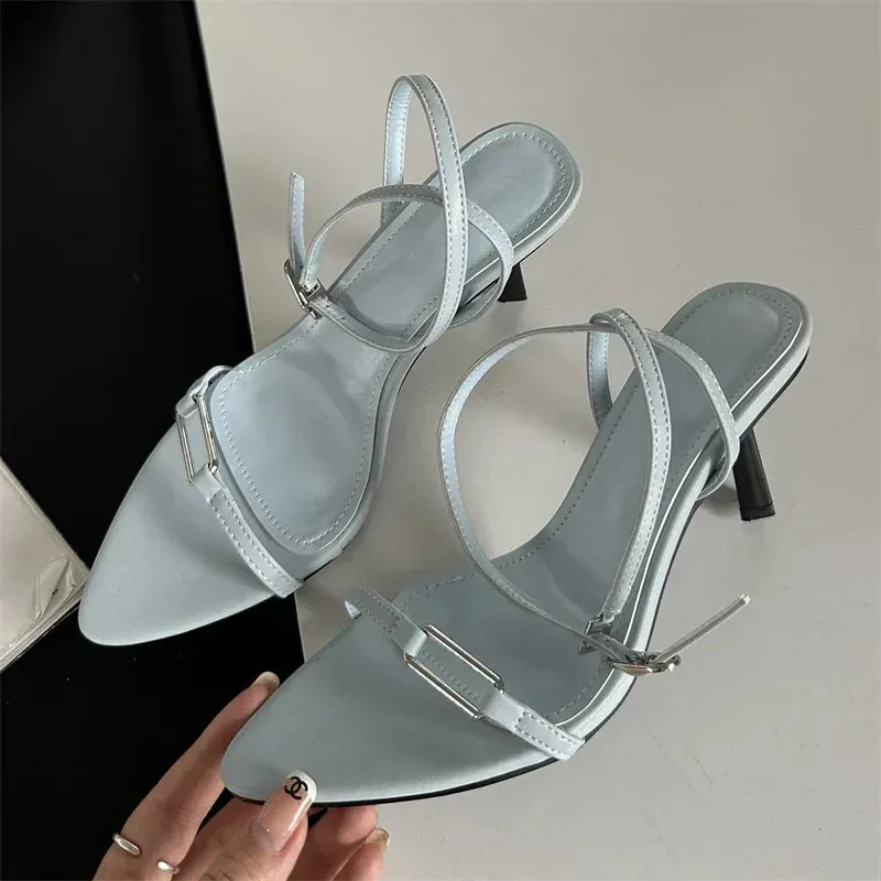 Ankle Strap Sandals Pointed Toe Stiletto Heels