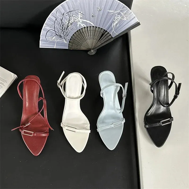 Ankle Strap Sandals Pointed Toe Stiletto Heels