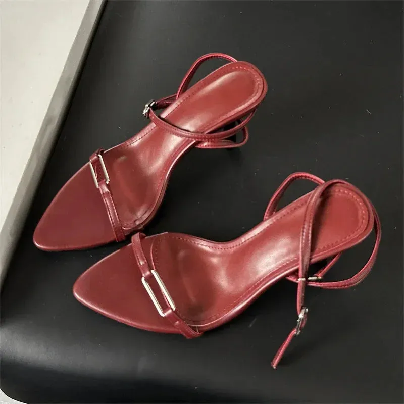 Ankle Strap Sandals Pointed Toe Stiletto Heels
