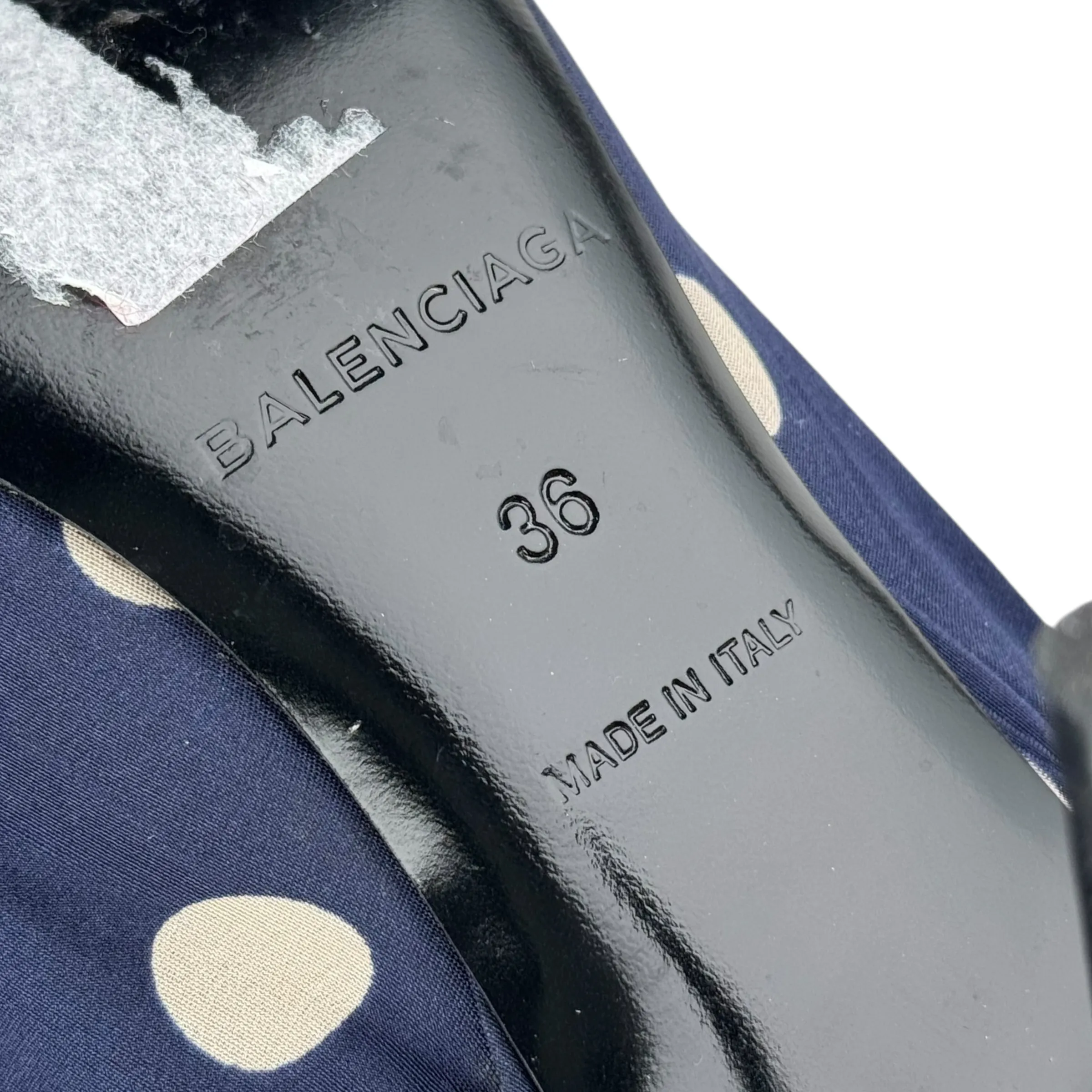 Balenciaga Ruched Blue Polka-Dot Satin Knife Pumps 80