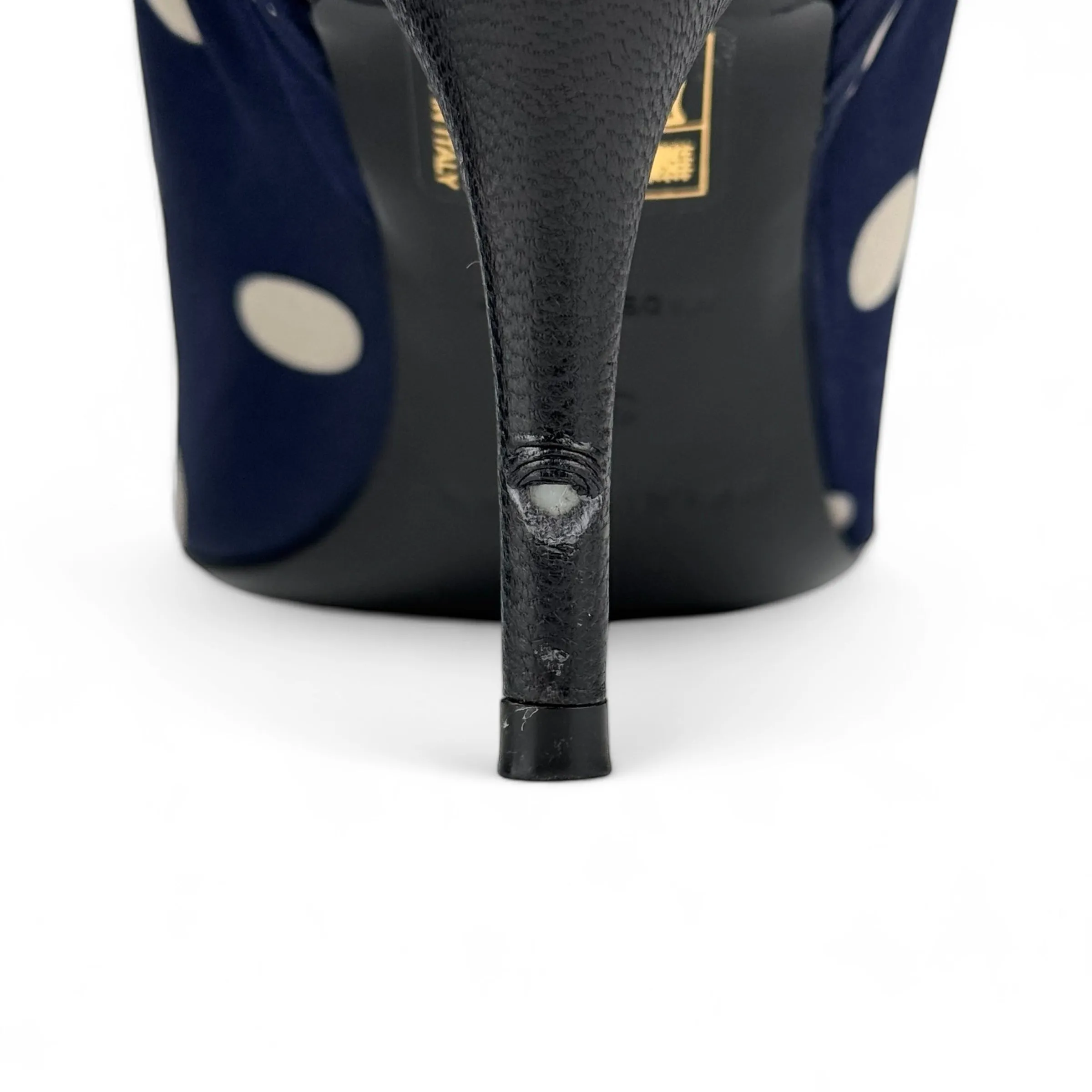 Balenciaga Ruched Blue Polka-Dot Satin Knife Pumps 80