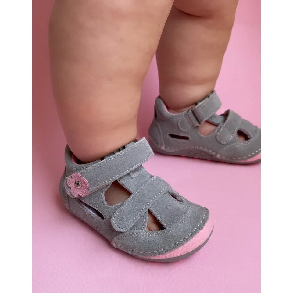 barefoot FLIP gris toddler girl sneakers (wide)