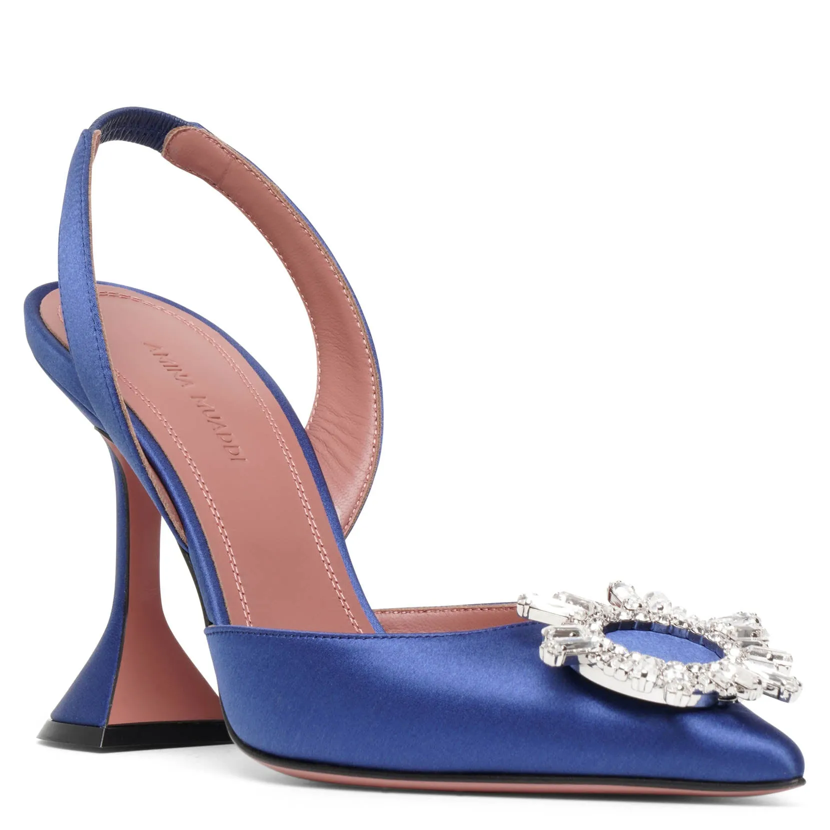 Begum sling 95 blue satin pumps