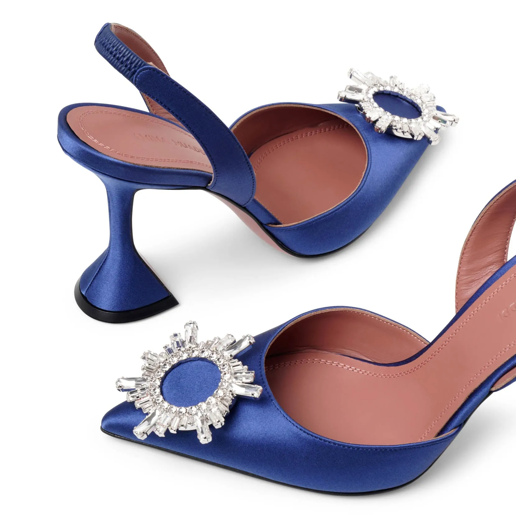 Begum sling 95 blue satin pumps