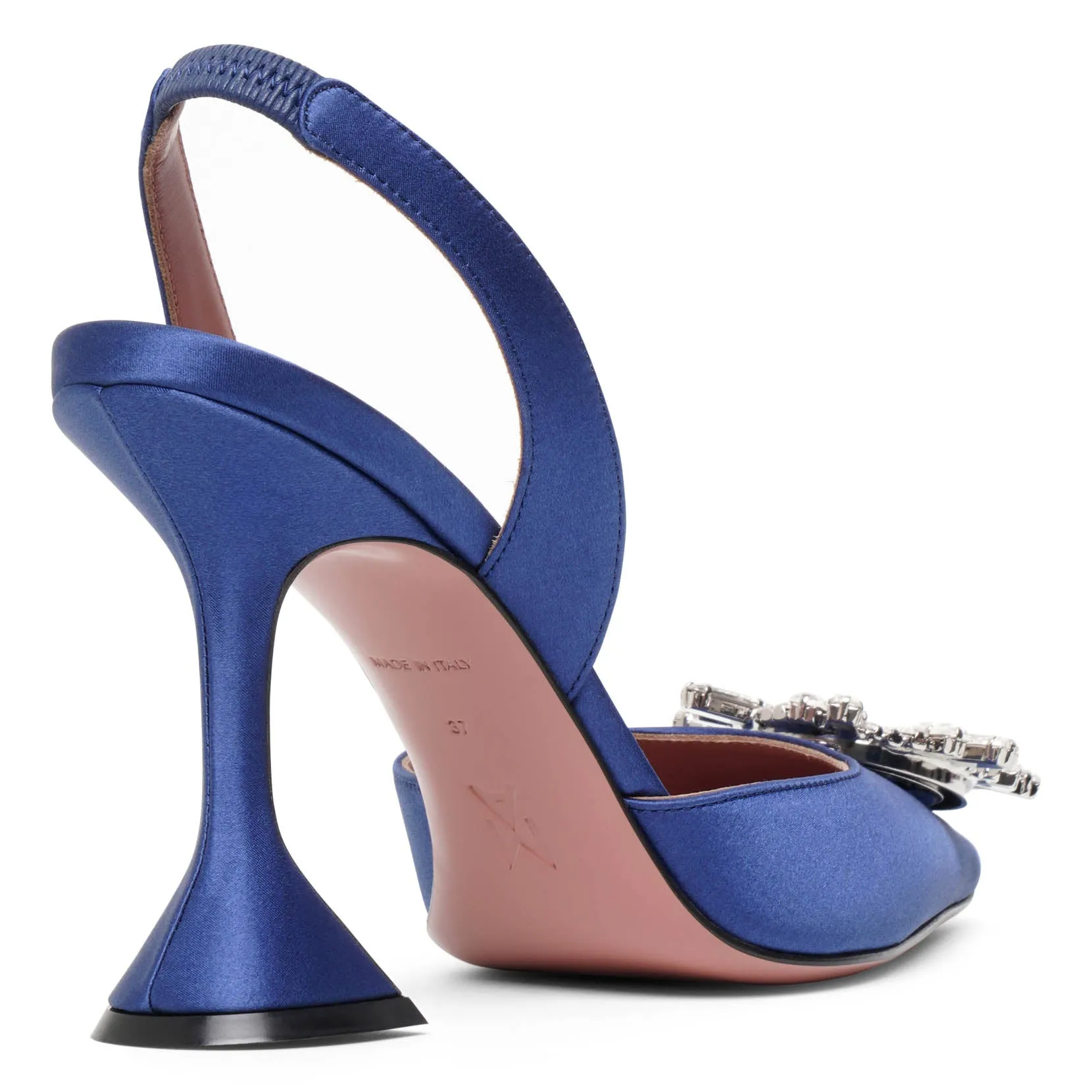 Begum sling 95 blue satin pumps