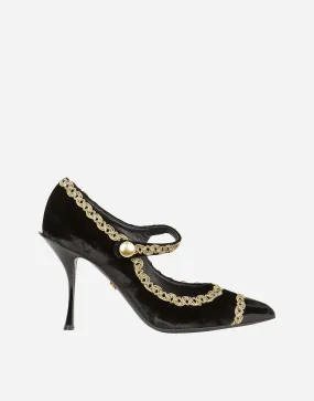Bejeweled Velvet Mary Jane Pumps