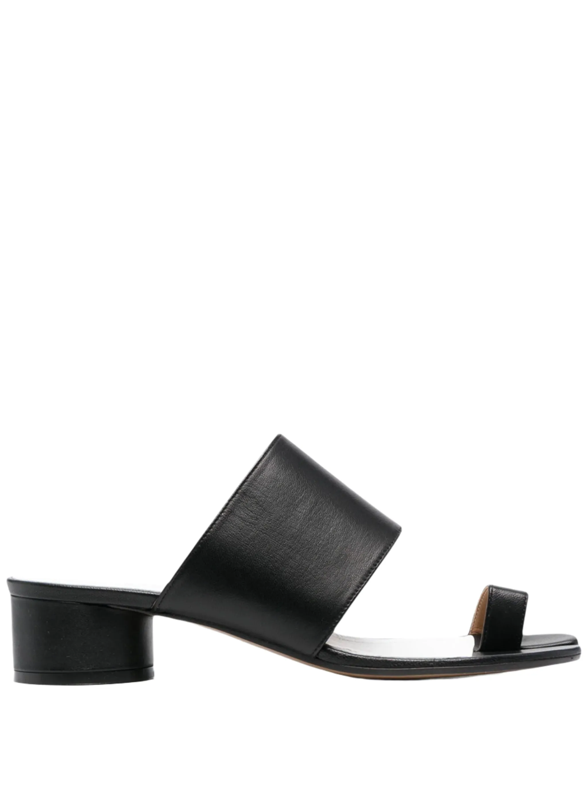 Black Leather Tabi Heeled Sandals