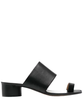 Black Leather Tabi Heeled Sandals