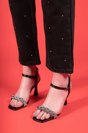 Black woman heeled sandals 00123029