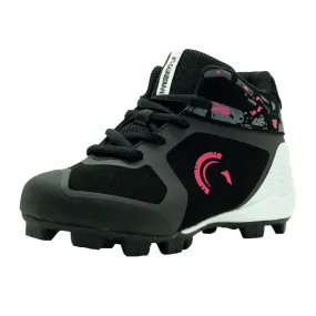 Blaze Youth Hi Top Rubber Molded Baseball and Softball Cleats (Black/Highlighter Pink)
