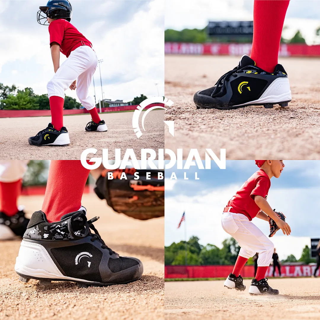 Blaze Youth Hi Top Rubber Molded Baseball and Softball Cleats (Black/Highlighter Pink)