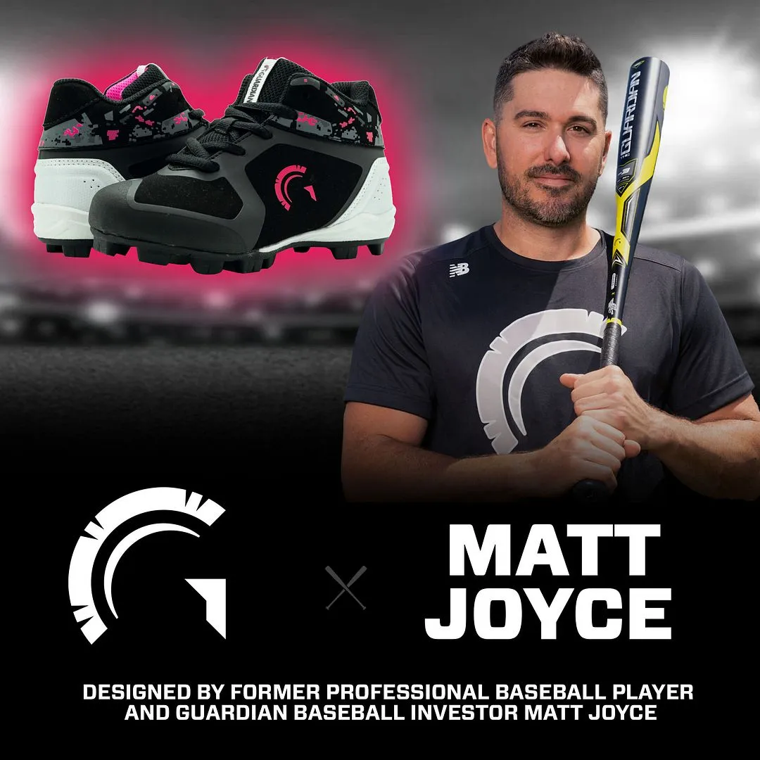 Blaze Youth Hi Top Rubber Molded Baseball and Softball Cleats (Black/Highlighter Pink)