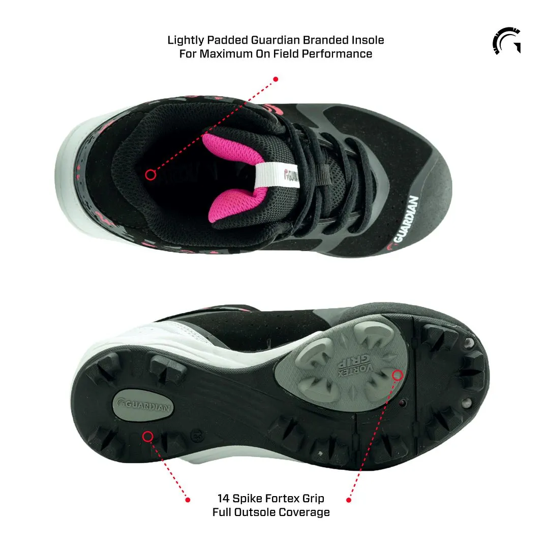 Blaze Youth Hi Top Rubber Molded Baseball and Softball Cleats (Black/Highlighter Pink)