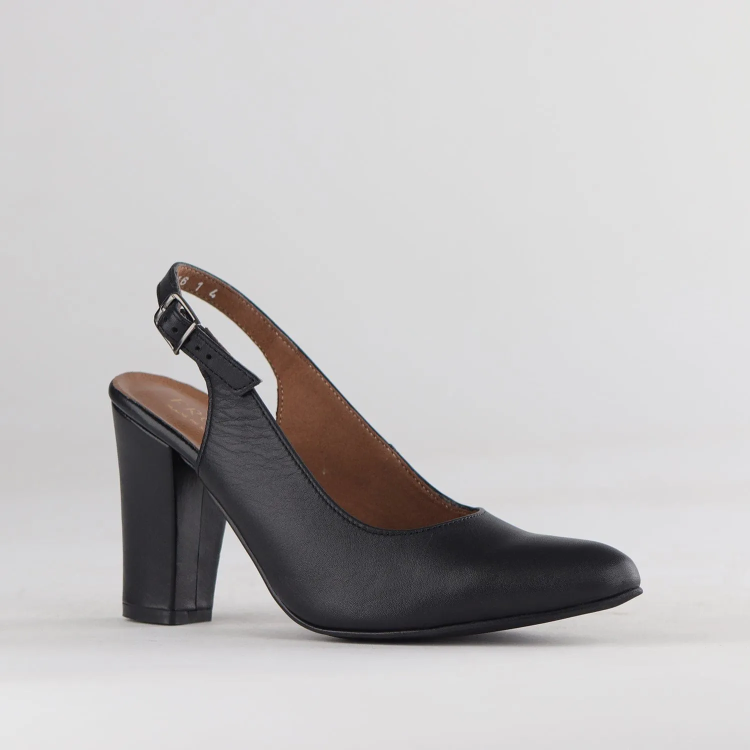 Block Heel Slingback in Black - 12790