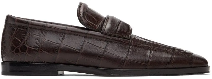 Bottega Veneta Brown Croc Loafers