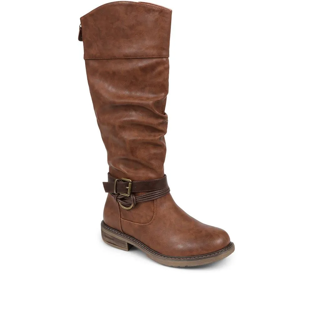 Buckle-Detailed Knee-High Boots - WBINS38070 / 324 380