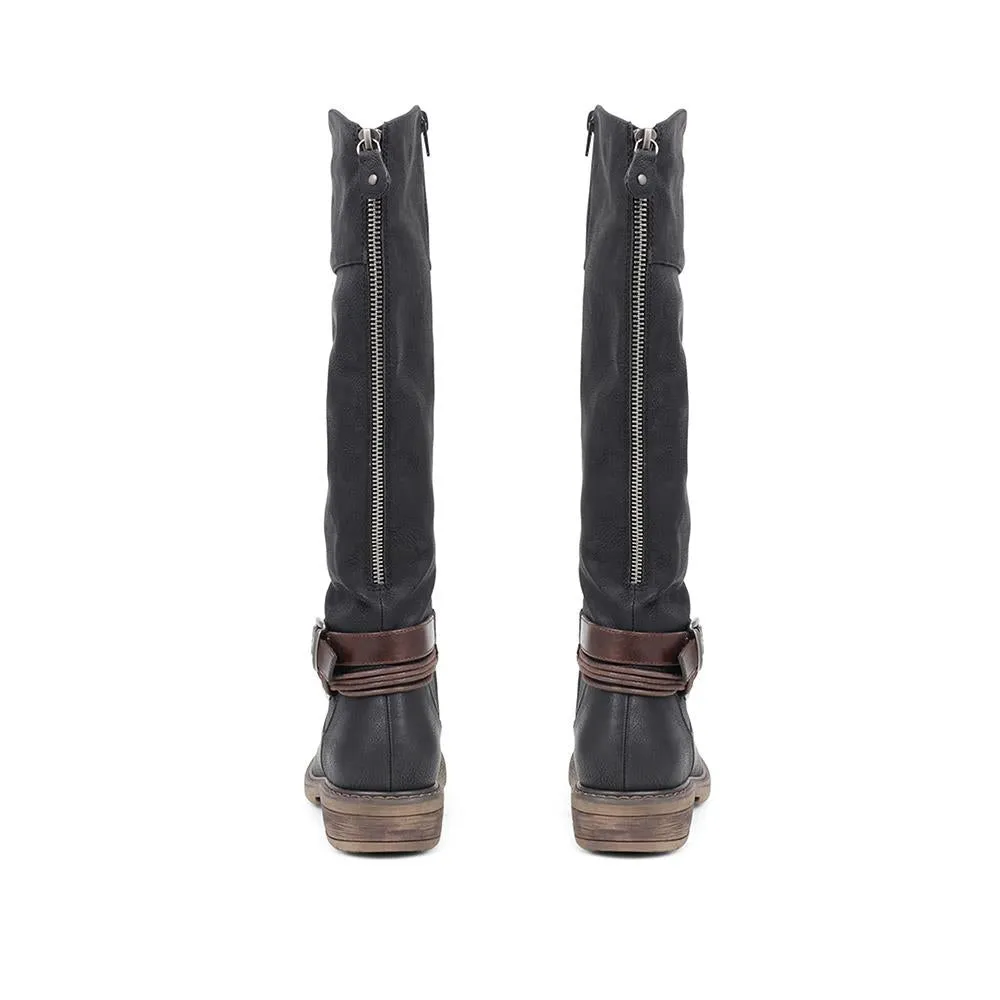 Buckle-Detailed Knee-High Boots - WBINS38070 / 324 380