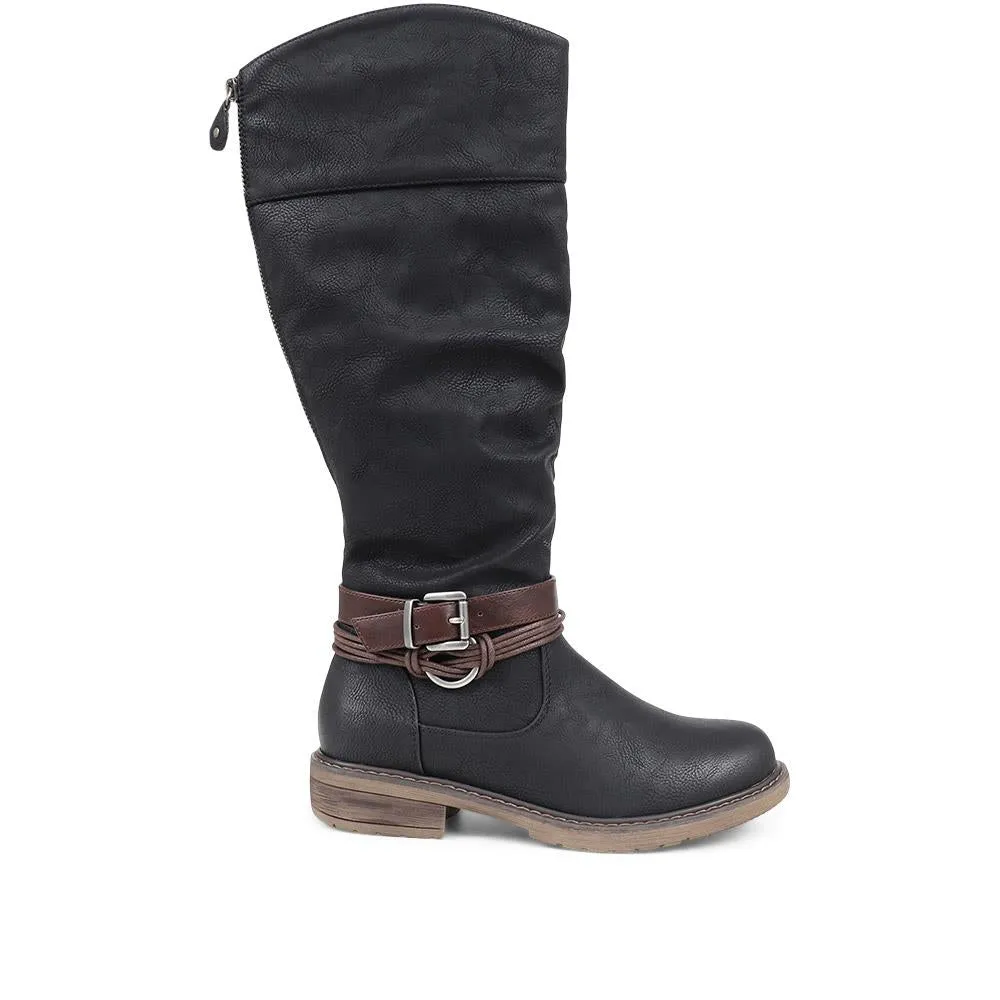 Buckle-Detailed Knee-High Boots - WBINS38070 / 324 380