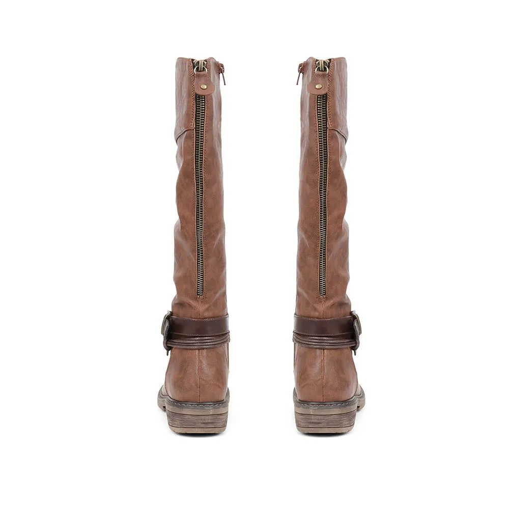 Buckle-Detailed Knee-High Boots - WBINS38070 / 324 380