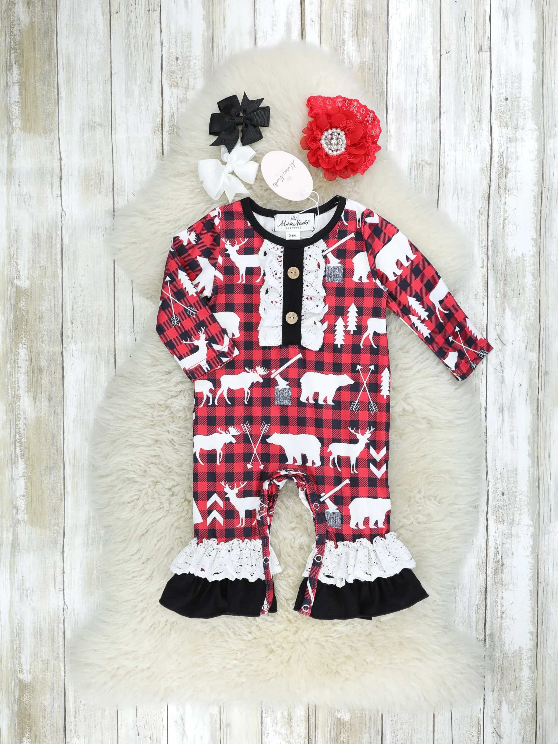 Buffalo Plaid Lumberjack Ruffle Romper