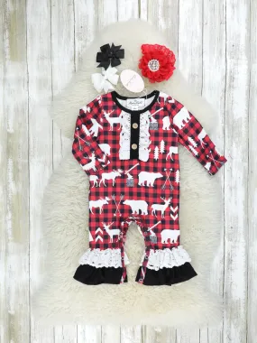 Buffalo Plaid Lumberjack Ruffle Romper