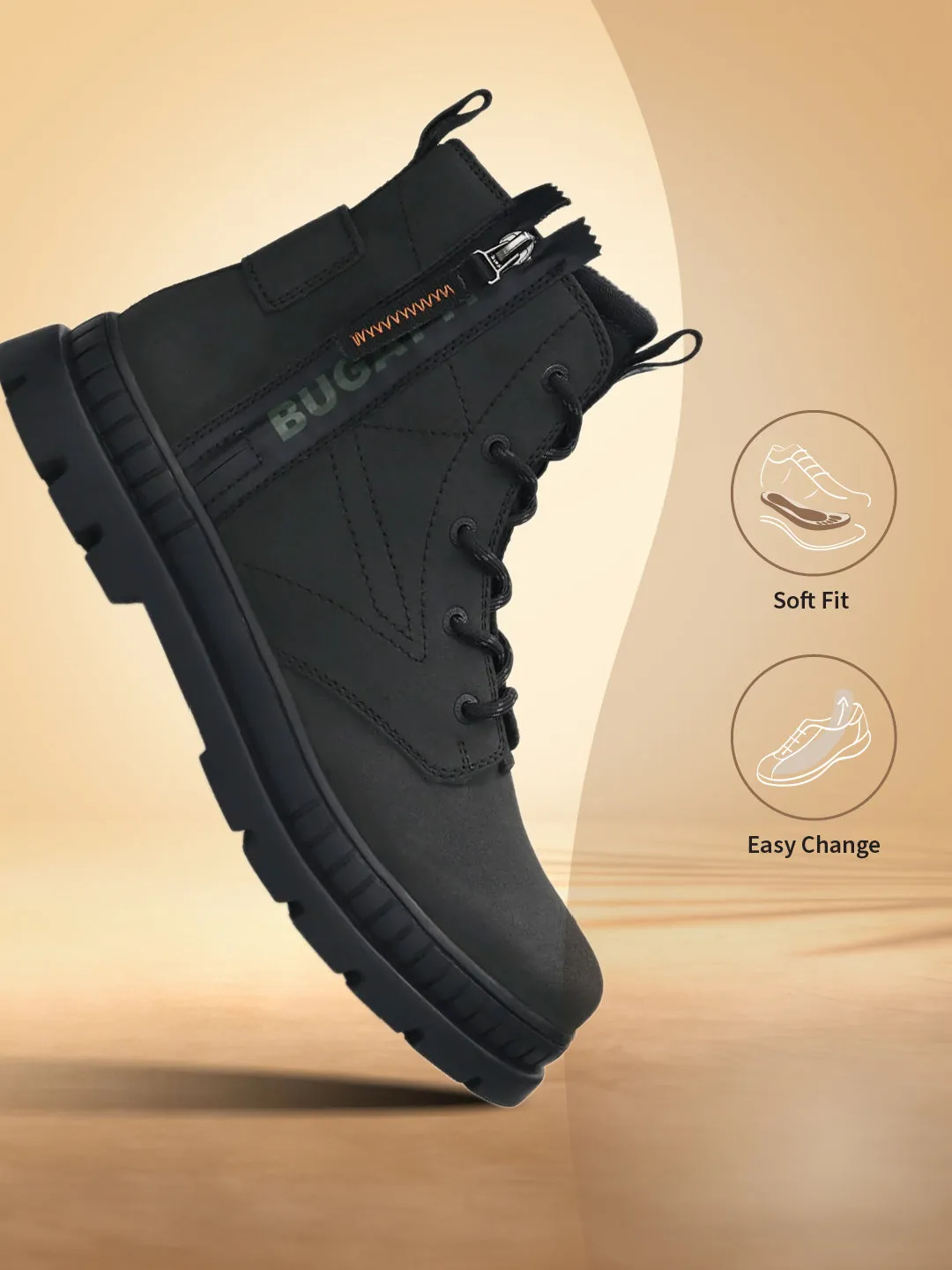 bugatti Black Casual Boots