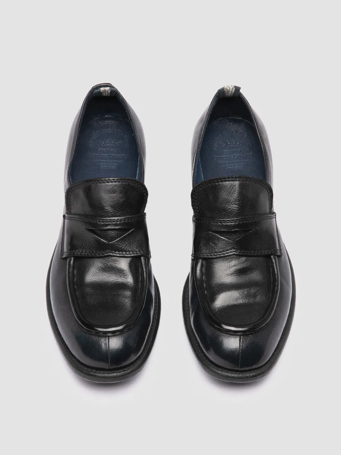 CALIXTE 020 - Navy Leather Loafers
