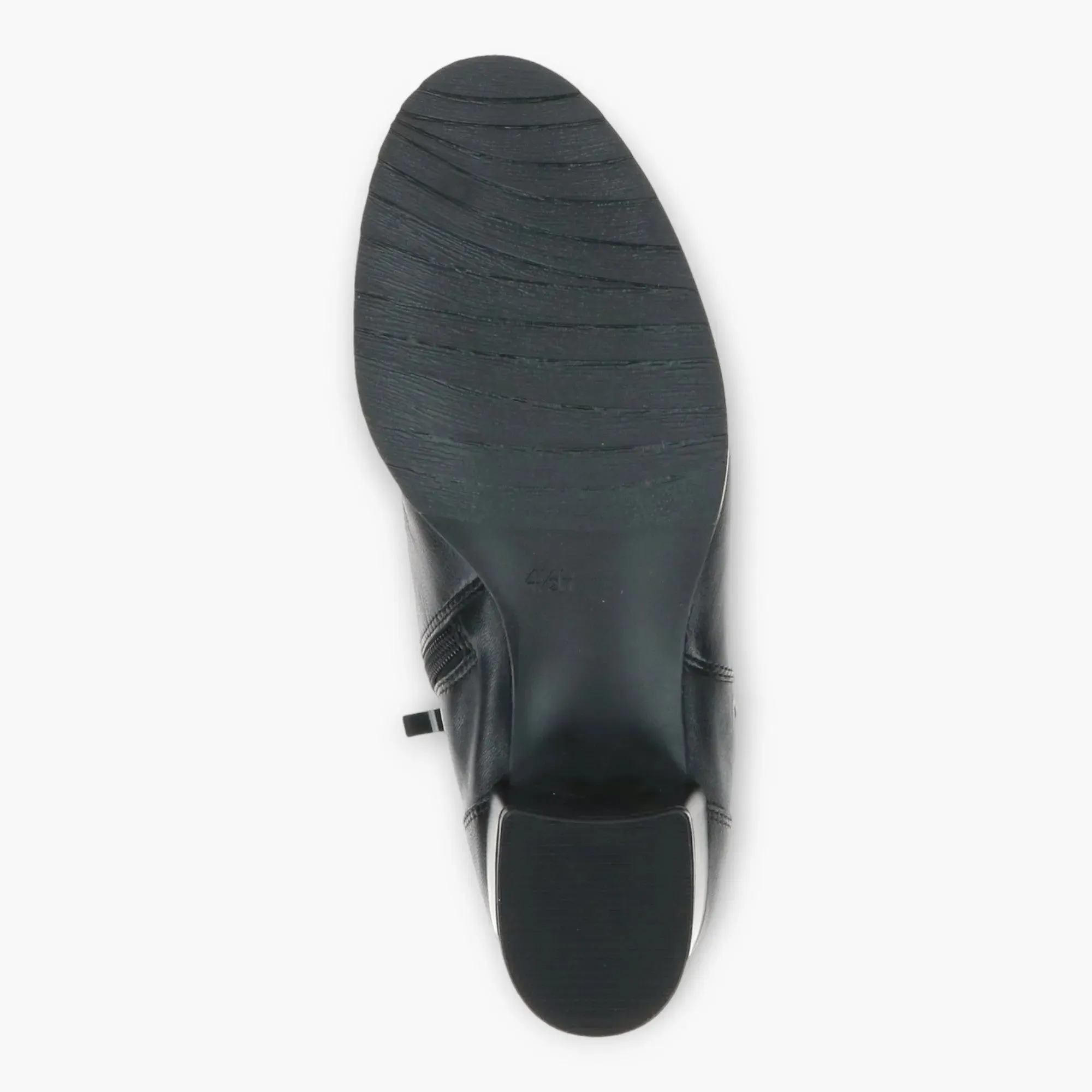 Caprice Black Ankle Boots with Side Zip & Buckle Detail - Block Heel, Wide Fit, Comfort Focused
