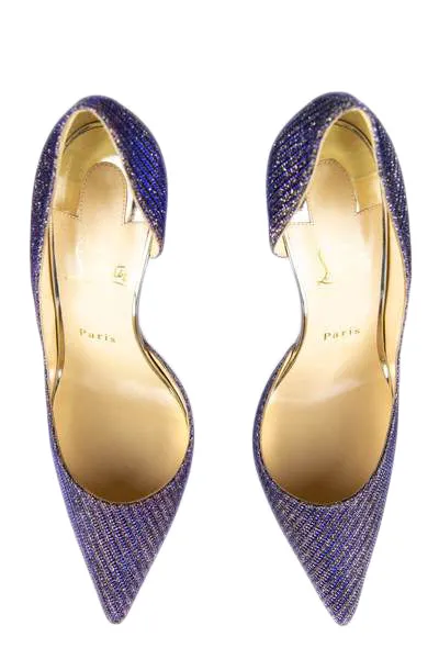 Christian Louboutin Atlantic Glitter Chain Iriza 100 Pumps Size US 9 | EU 39