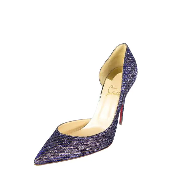 Christian Louboutin Atlantic Glitter Chain Iriza 100 Pumps Size US 9 | EU 39