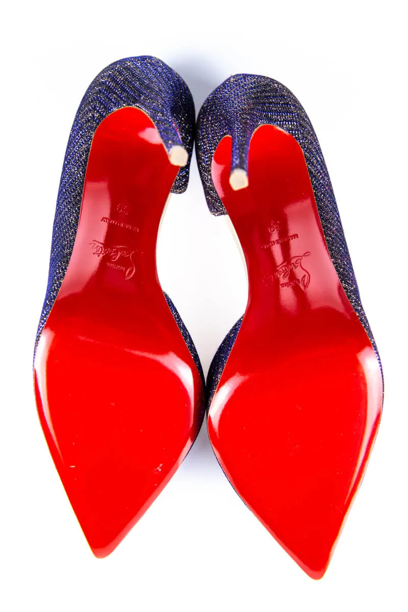 Christian Louboutin Atlantic Glitter Chain Iriza 100 Pumps Size US 9 | EU 39