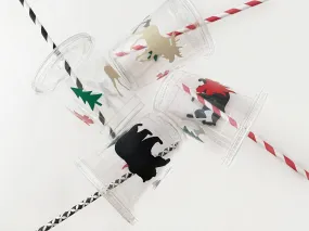 Clear Lidded Lumberjack Party Cup Set