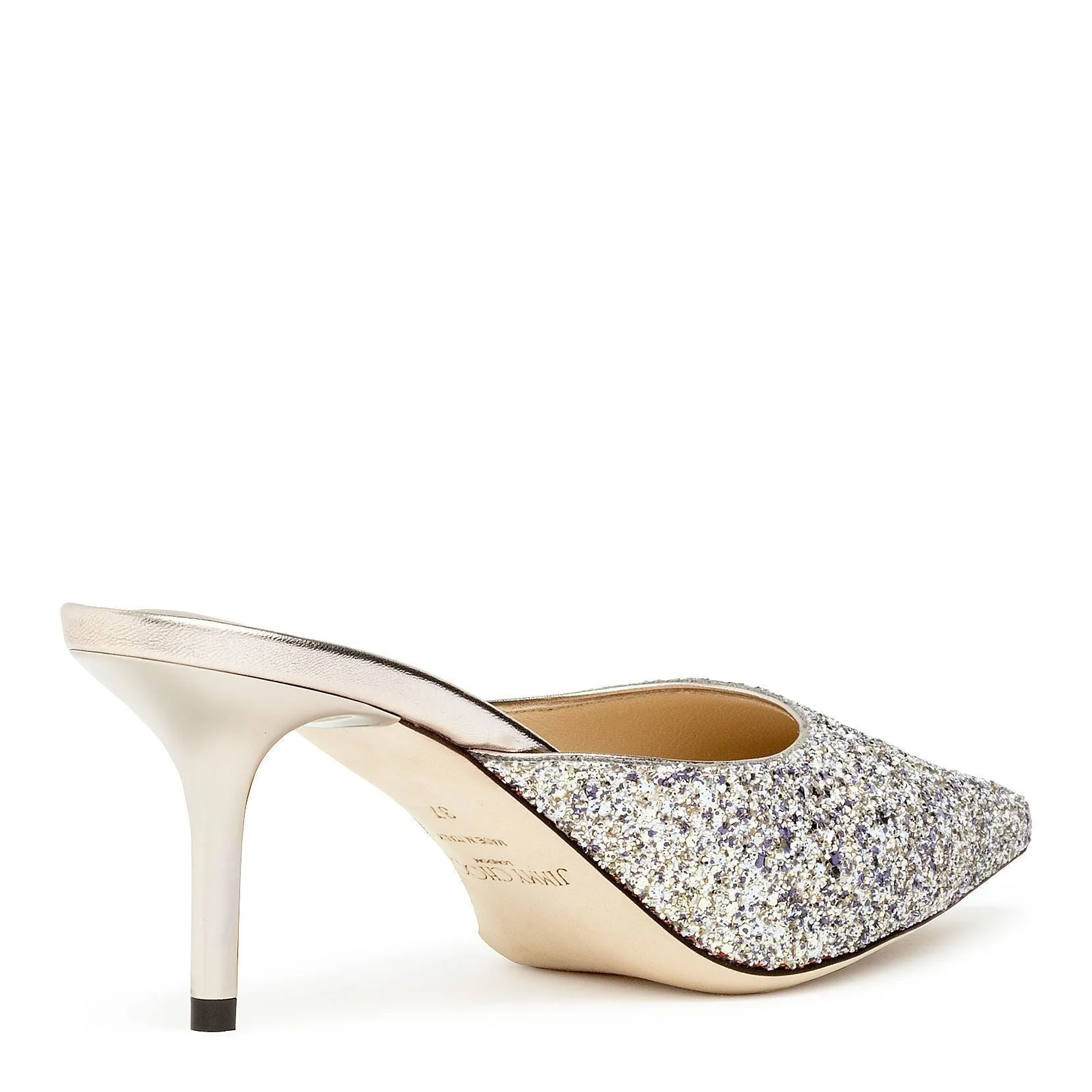 Coarse glitter fabric mules