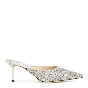 Coarse glitter fabric mules