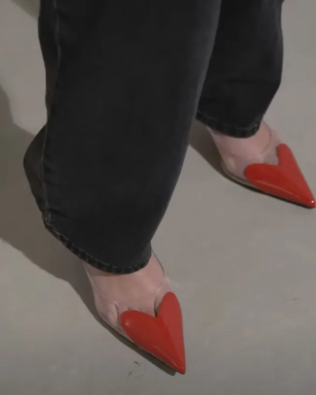 Coeur 55 red patent slingback pumps