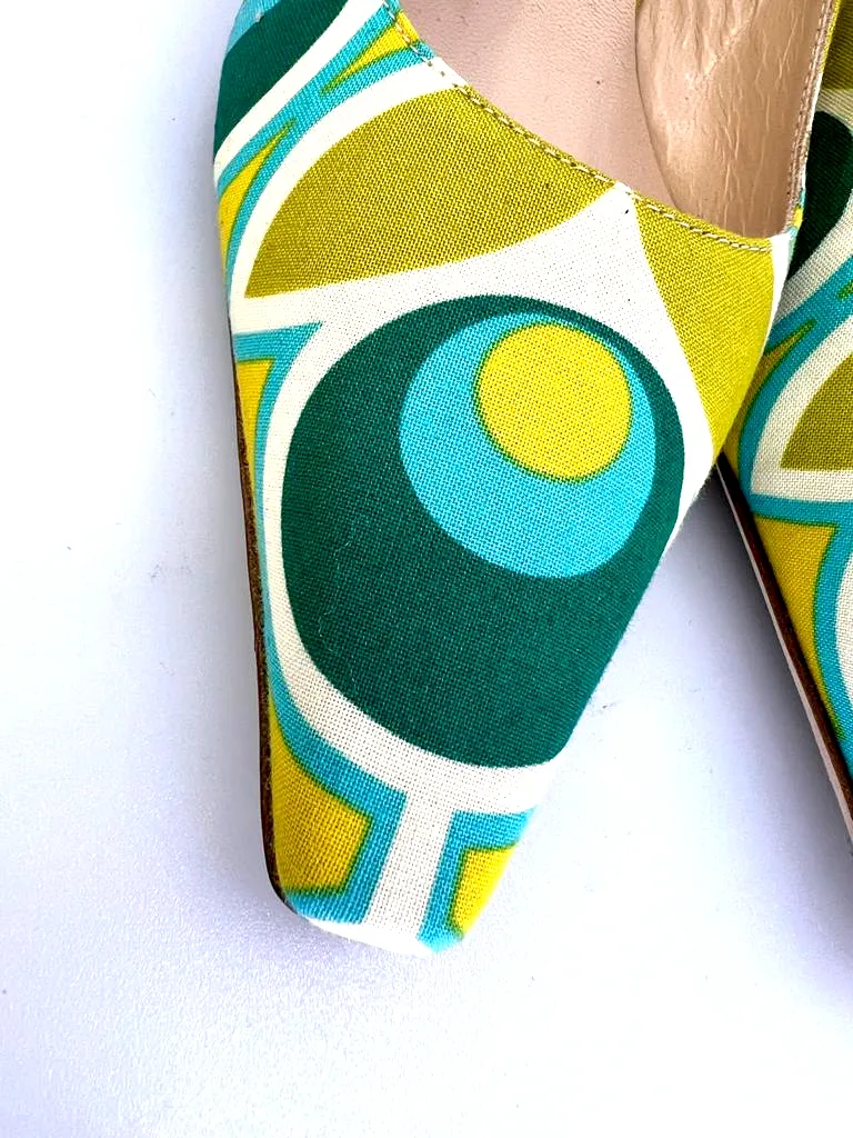 DIANE B MILANO COLORBLOCK POINTED TOE SLINGBACK PUMPS