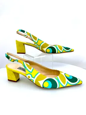 DIANE B MILANO COLORBLOCK POINTED TOE SLINGBACK PUMPS