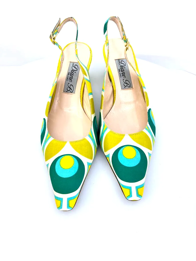 DIANE B MILANO COLORBLOCK POINTED TOE SLINGBACK PUMPS