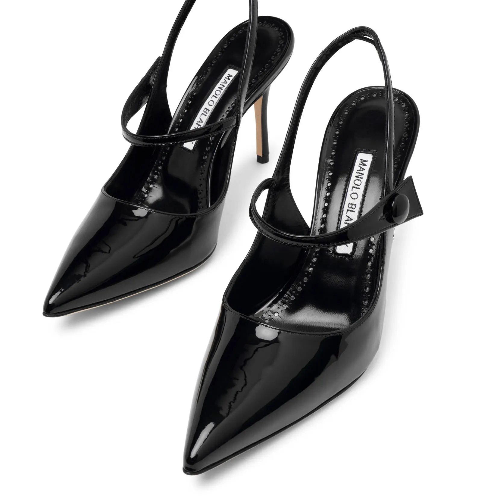 Didion 90 black patent slingbacks