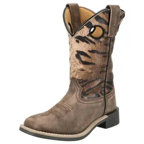 Girl's Smoky Mountain Safari Brown Distressed Tiger Print Boot