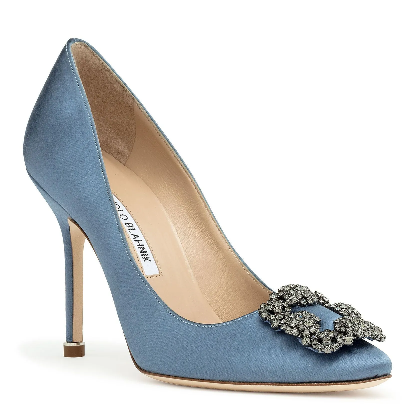 Hangisi 105 denim blue satin pumps