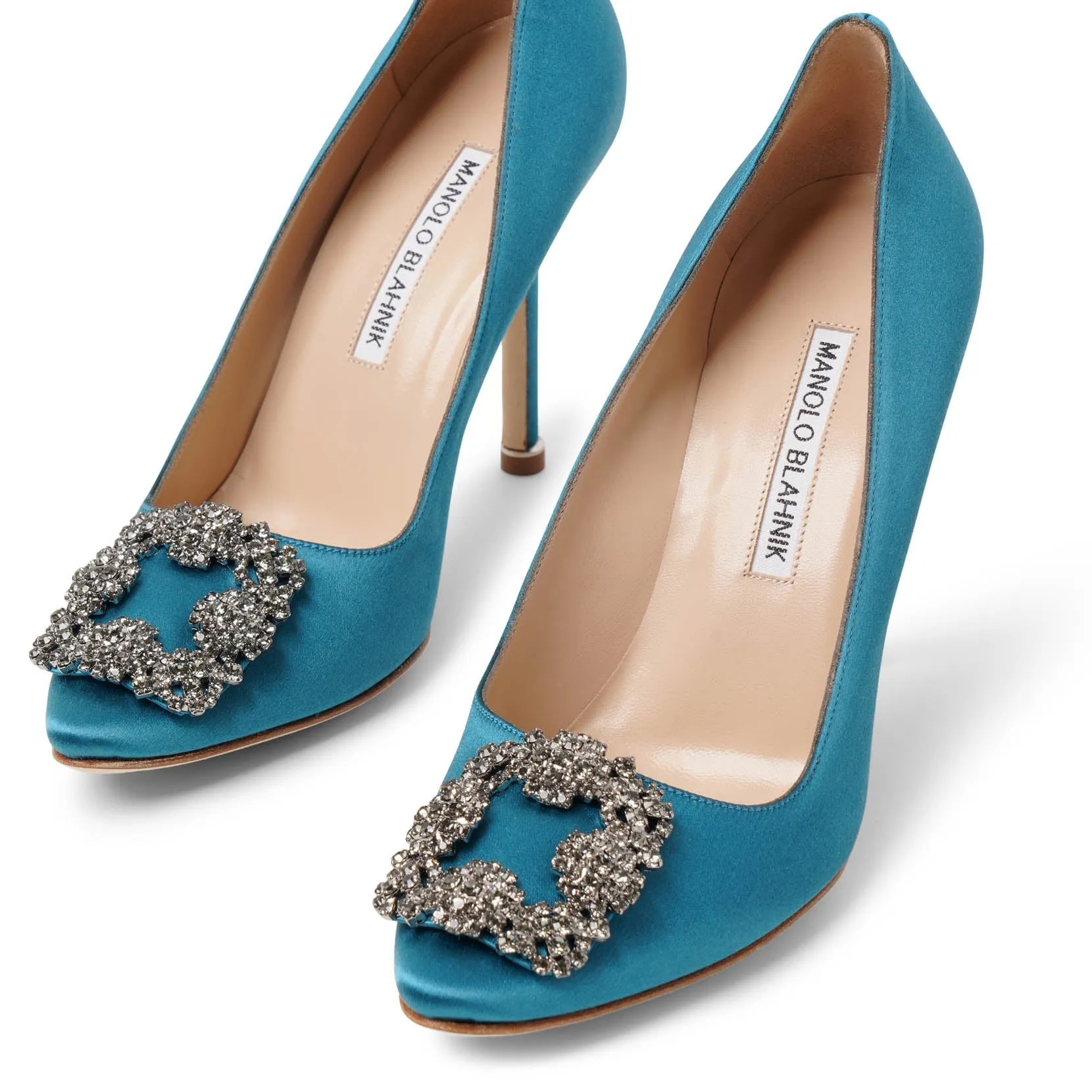 Hangisi 105 teal satin pumps