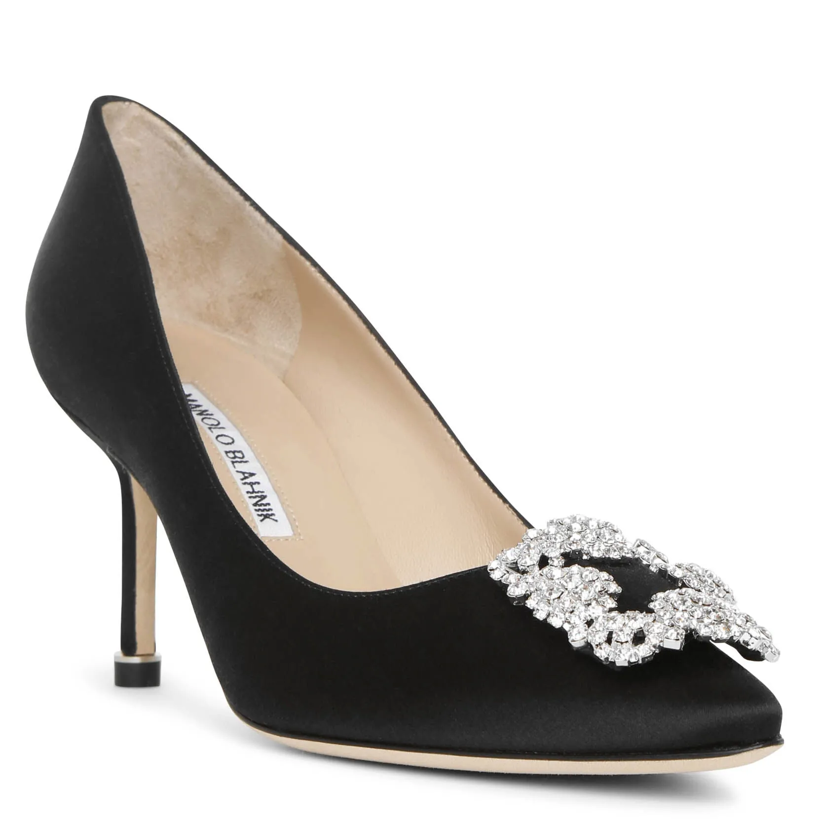 Hangisi 70 black satin pumps