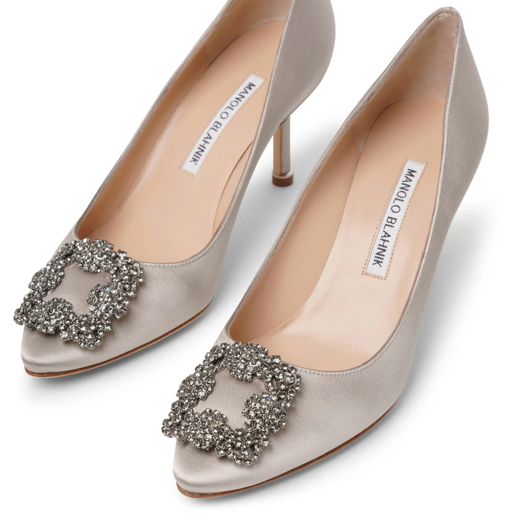 Hangisi 70 light grey satin pumps