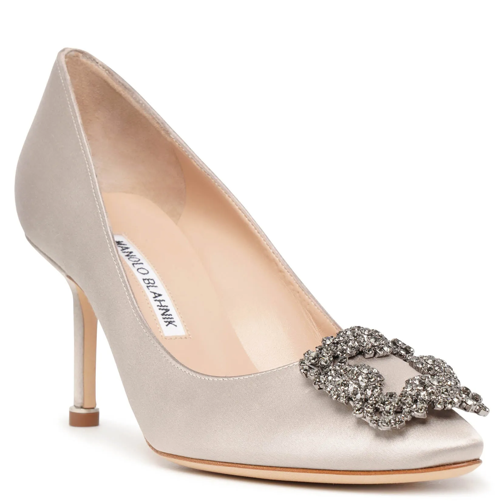 Hangisi 70 light grey satin pumps