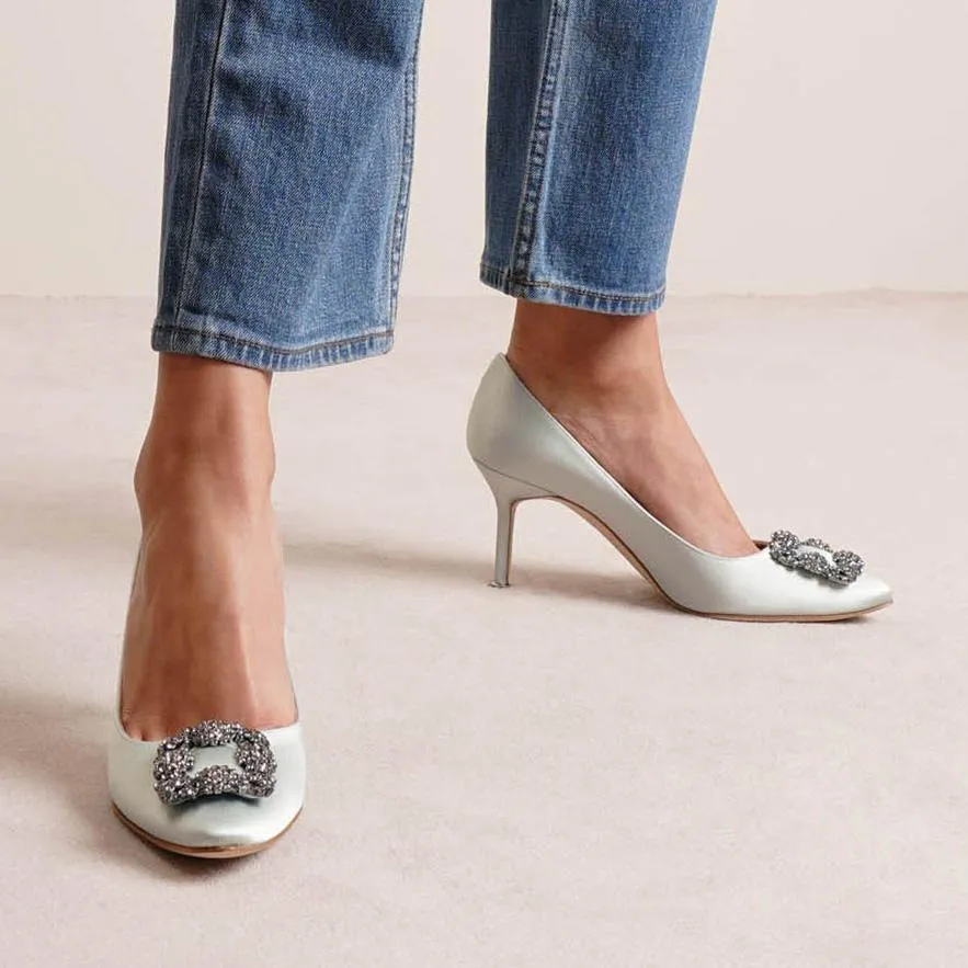 Hangisi 70 mint satin pumps