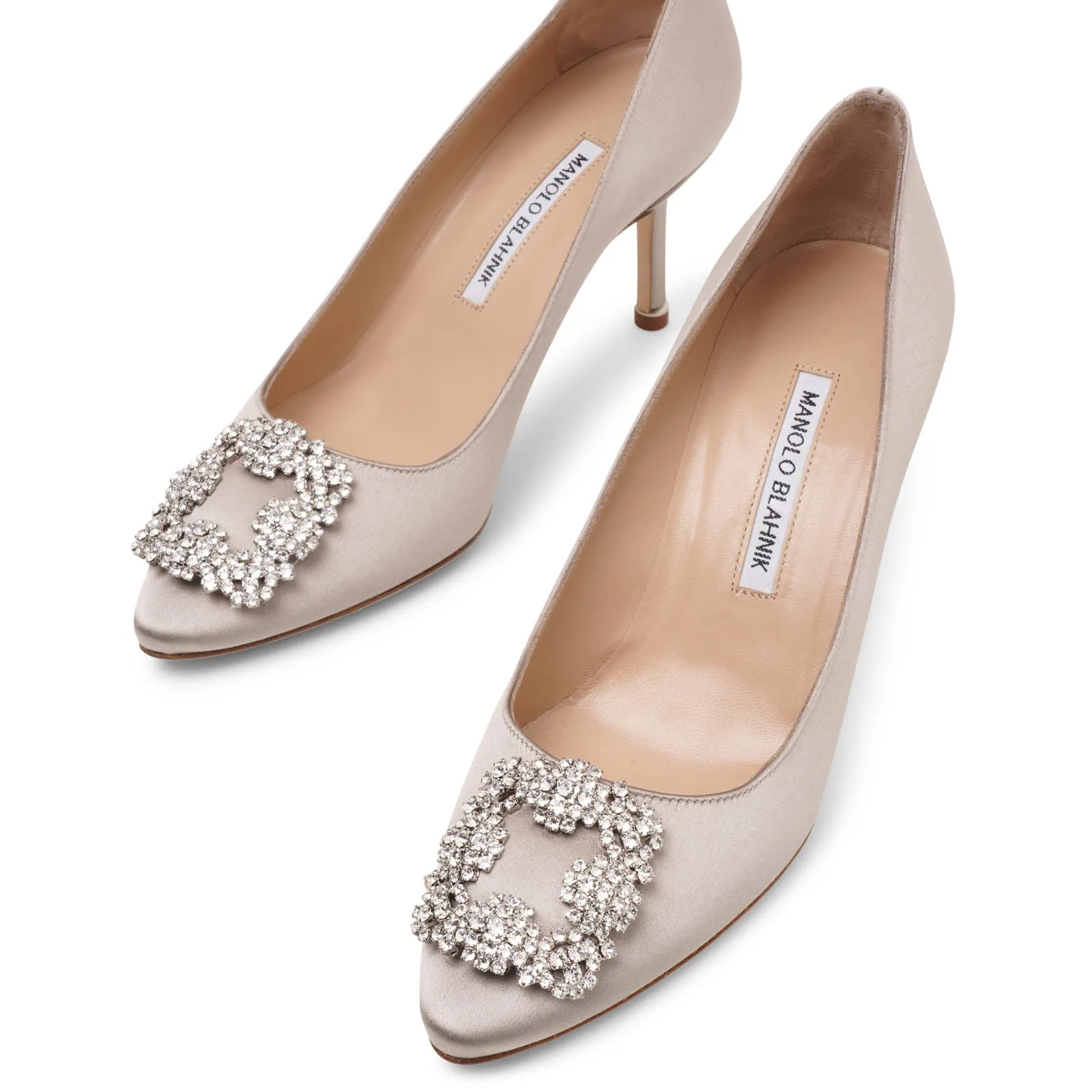 Hangisi 70 silver grey satin pump