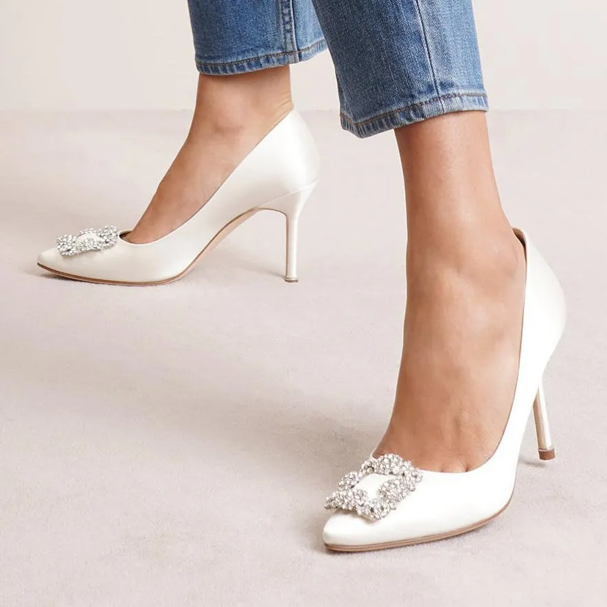 Hangisi 90 ivory satin pumps